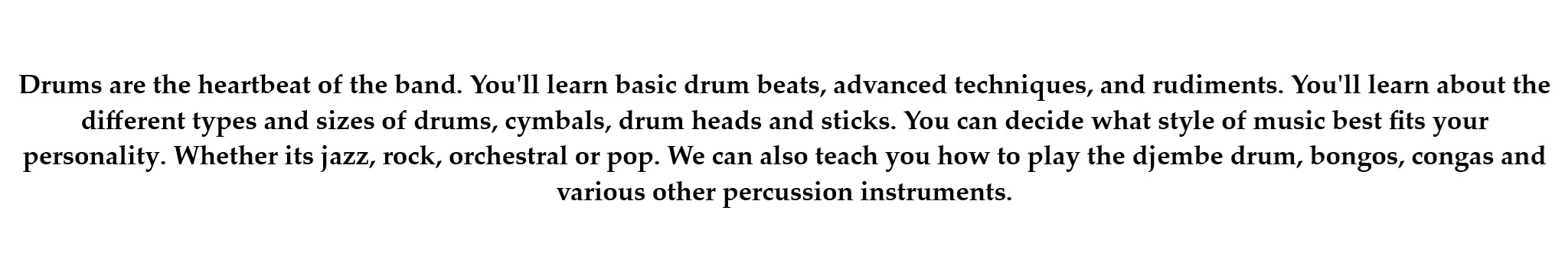 Drums & Percussion Text